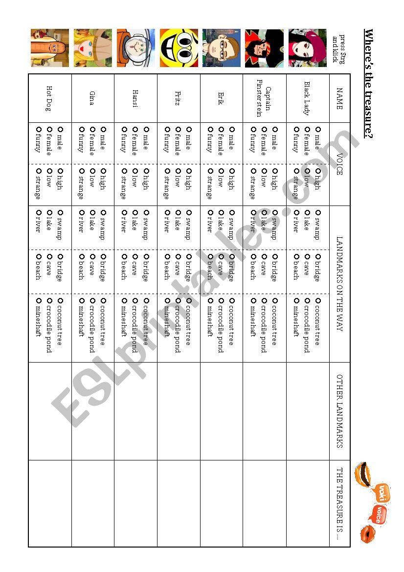 WhereÂ´s the treasure? worksheet