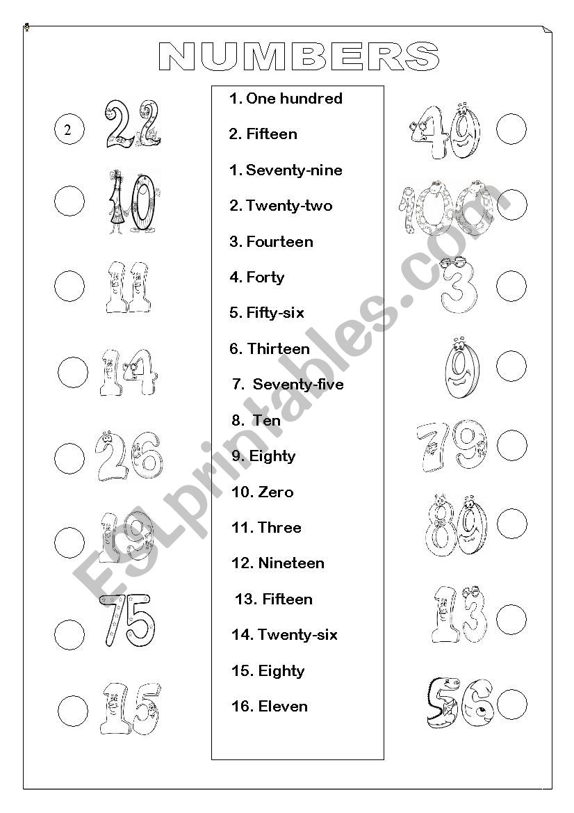 Numbers from 0 to 100 worksheet