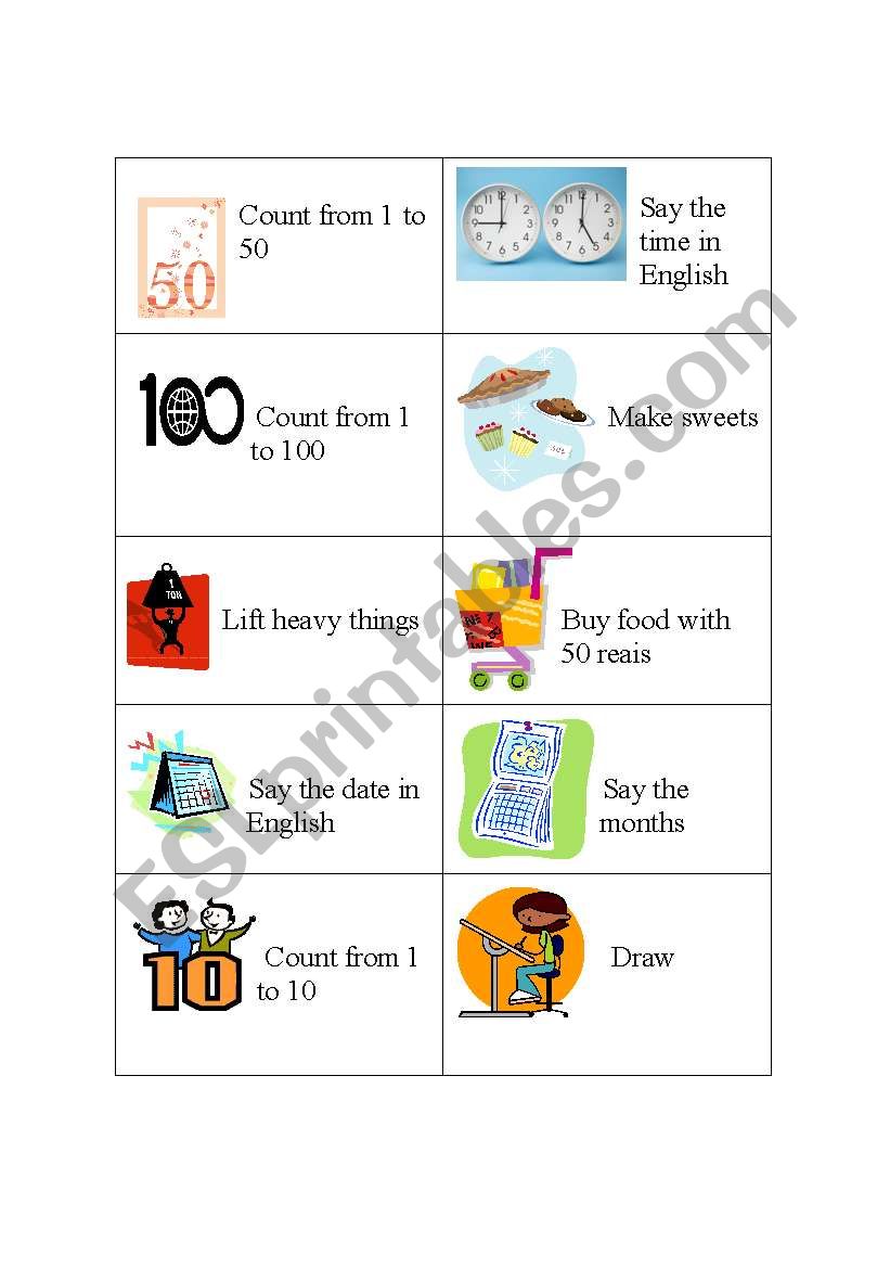 activity cards 5 worksheet