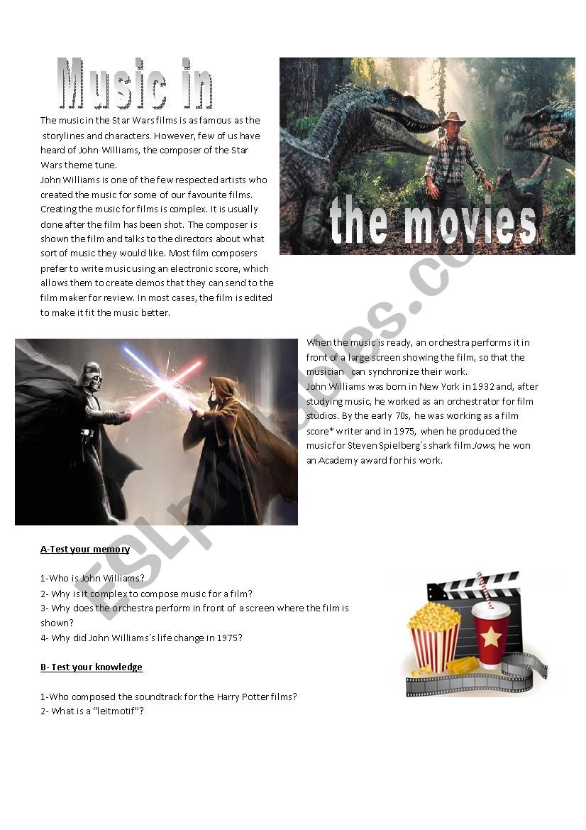 Music in the movies worksheet