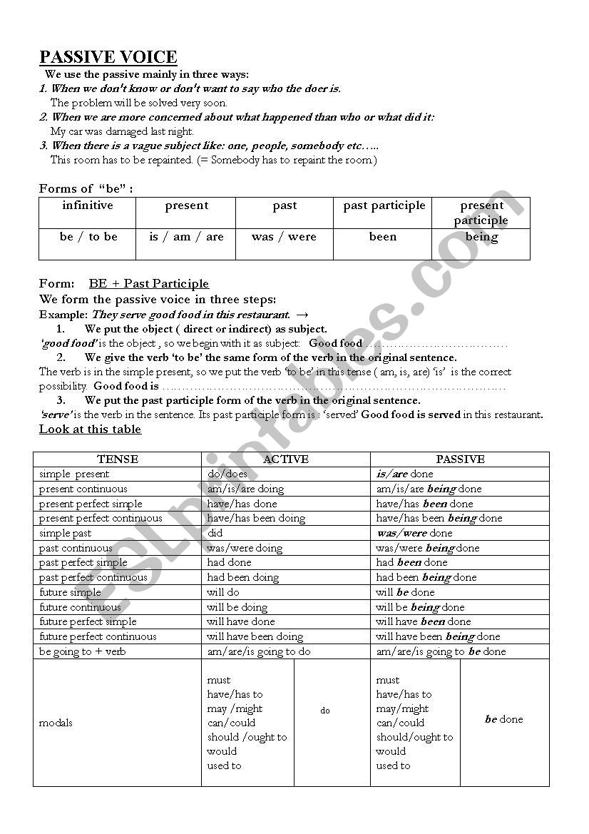 passive voice worksheet