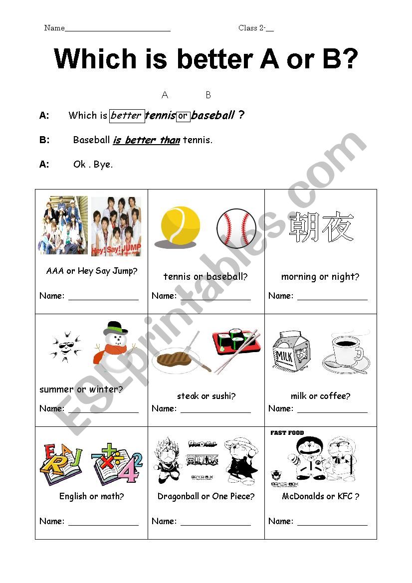 Which is better  A or B? part 1