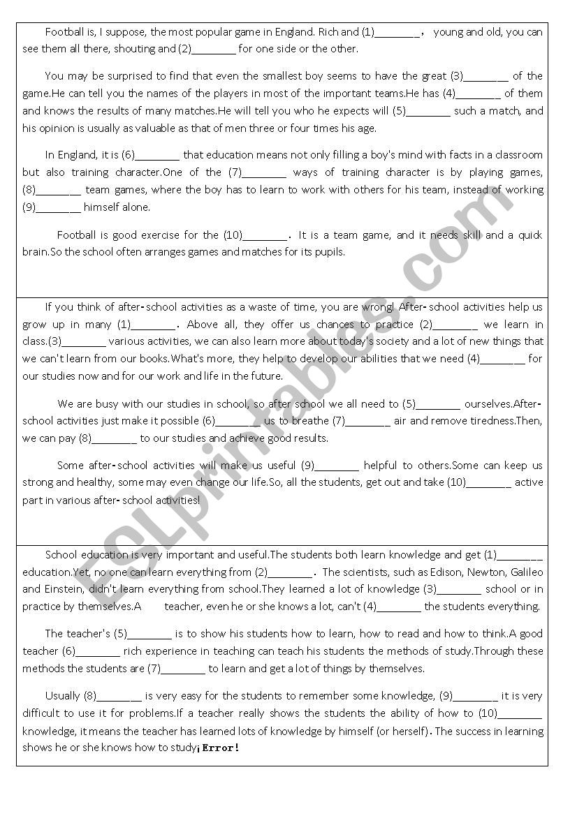 fill in the word worksheet