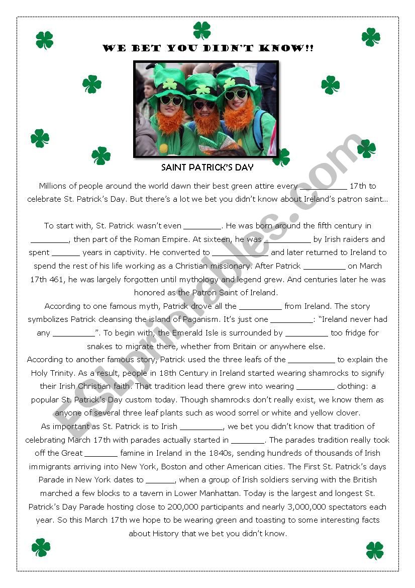 We bet you didnt know: Saint Patricks Day