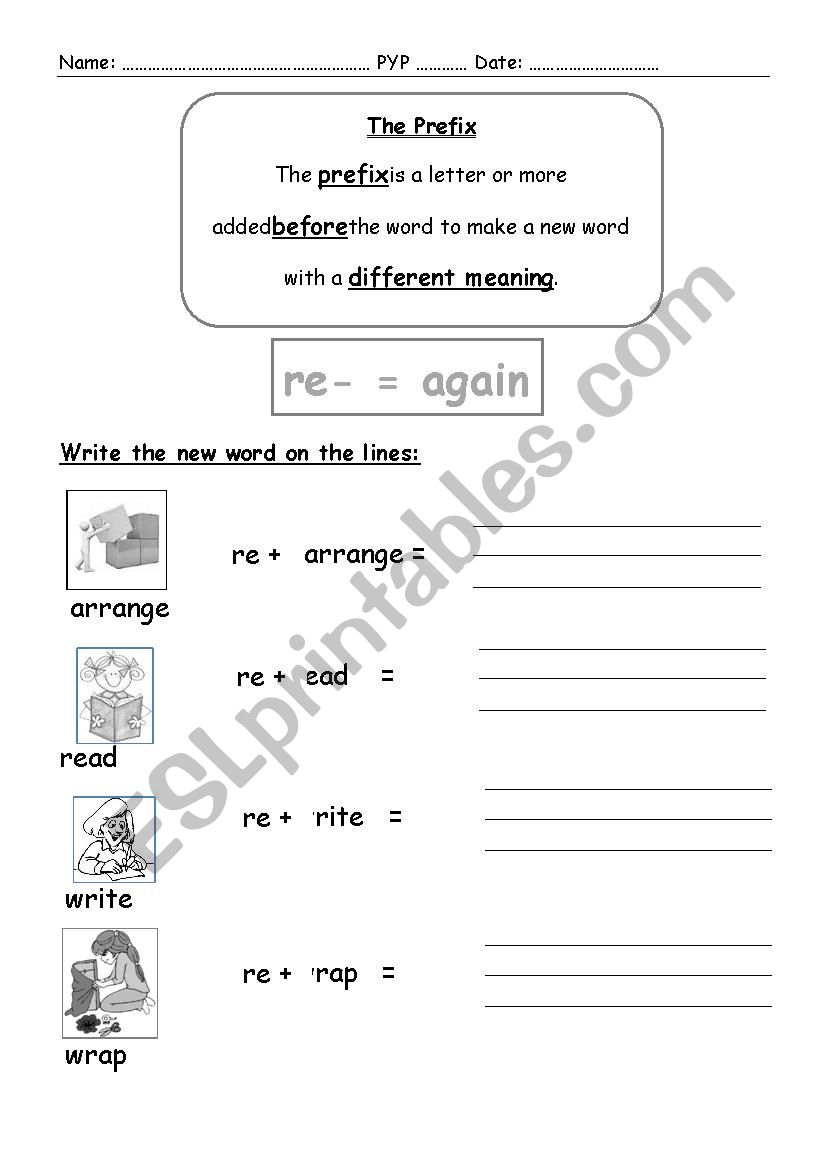 Prefixes re- and un- worksheet