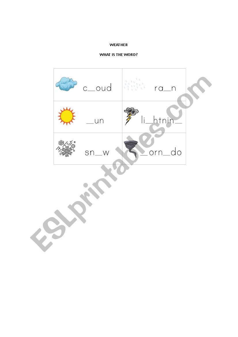 WEATHER worksheet