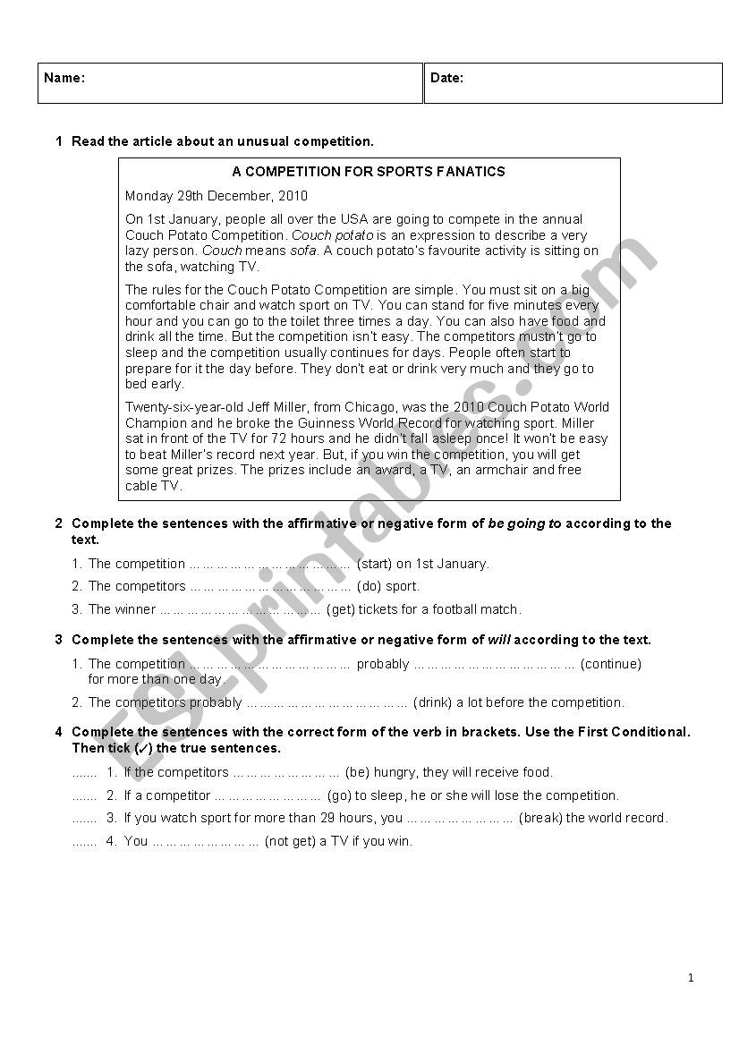 Test Sport Weather Future worksheet