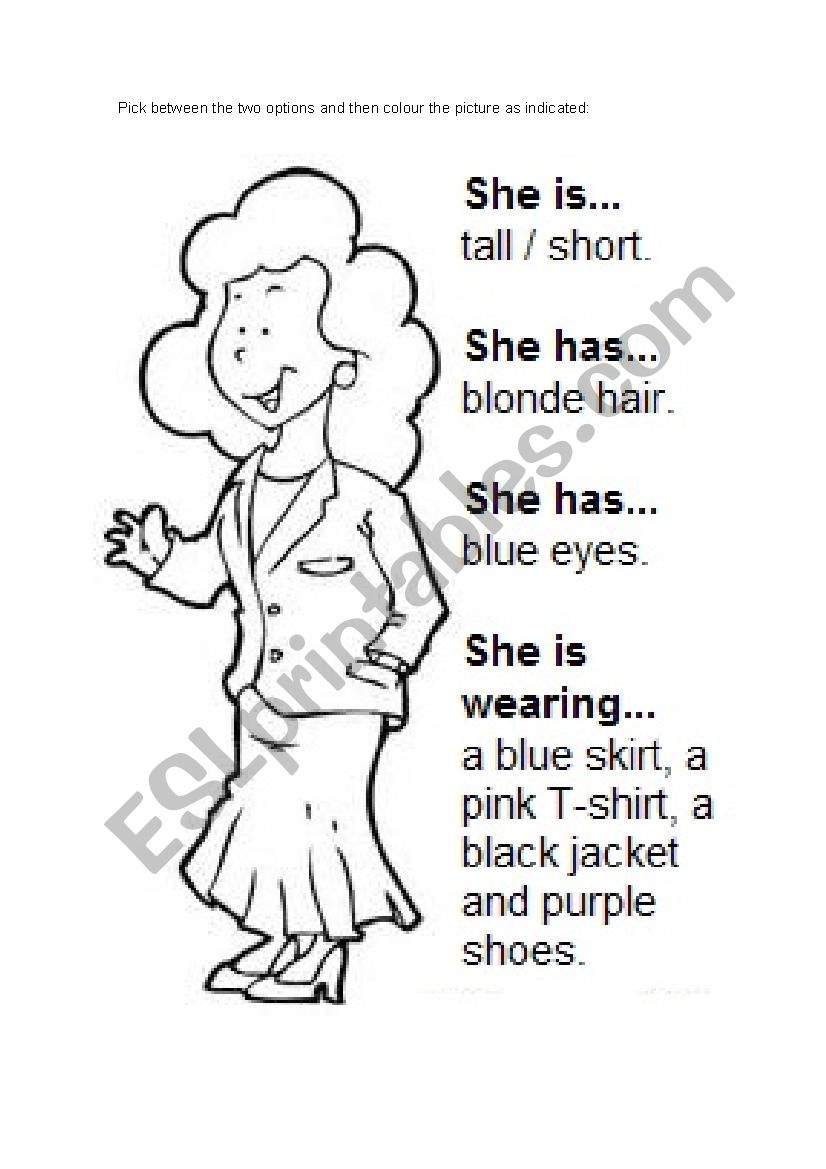 Describing people worksheet