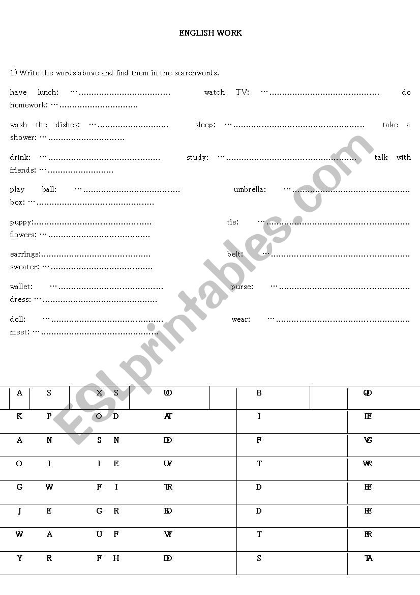 Vocabulary and a/an worksheet