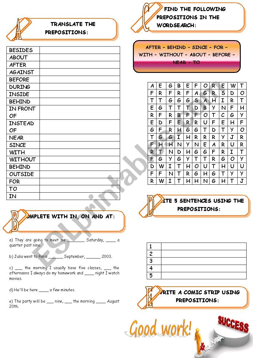 PREPOSITIONS  worksheet