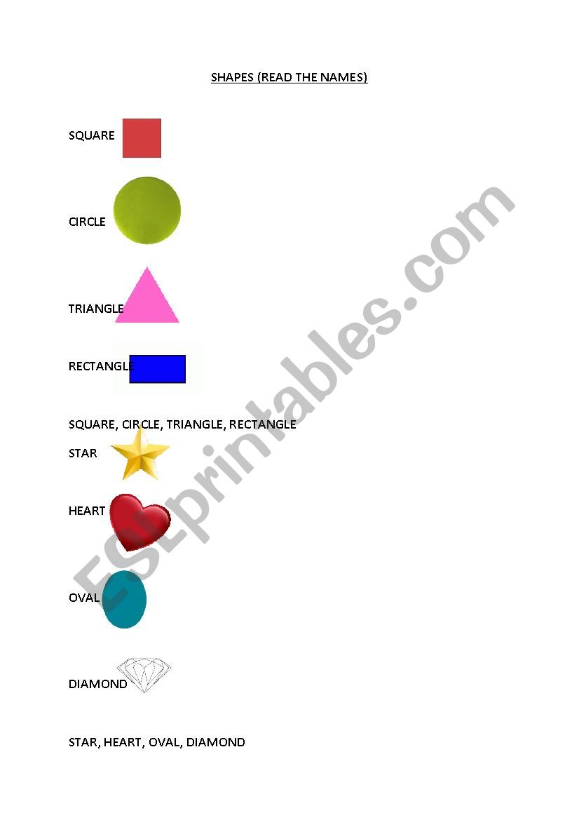 SHAPES  worksheet