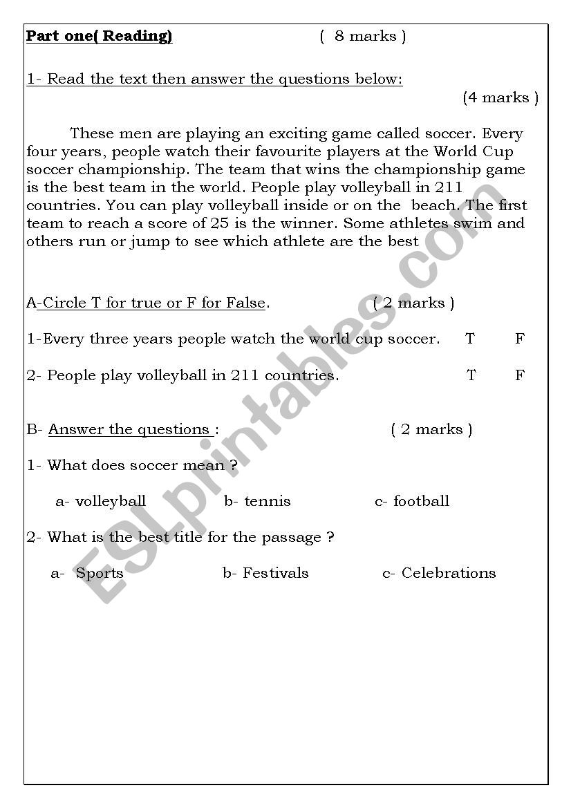 favourite sport worksheet