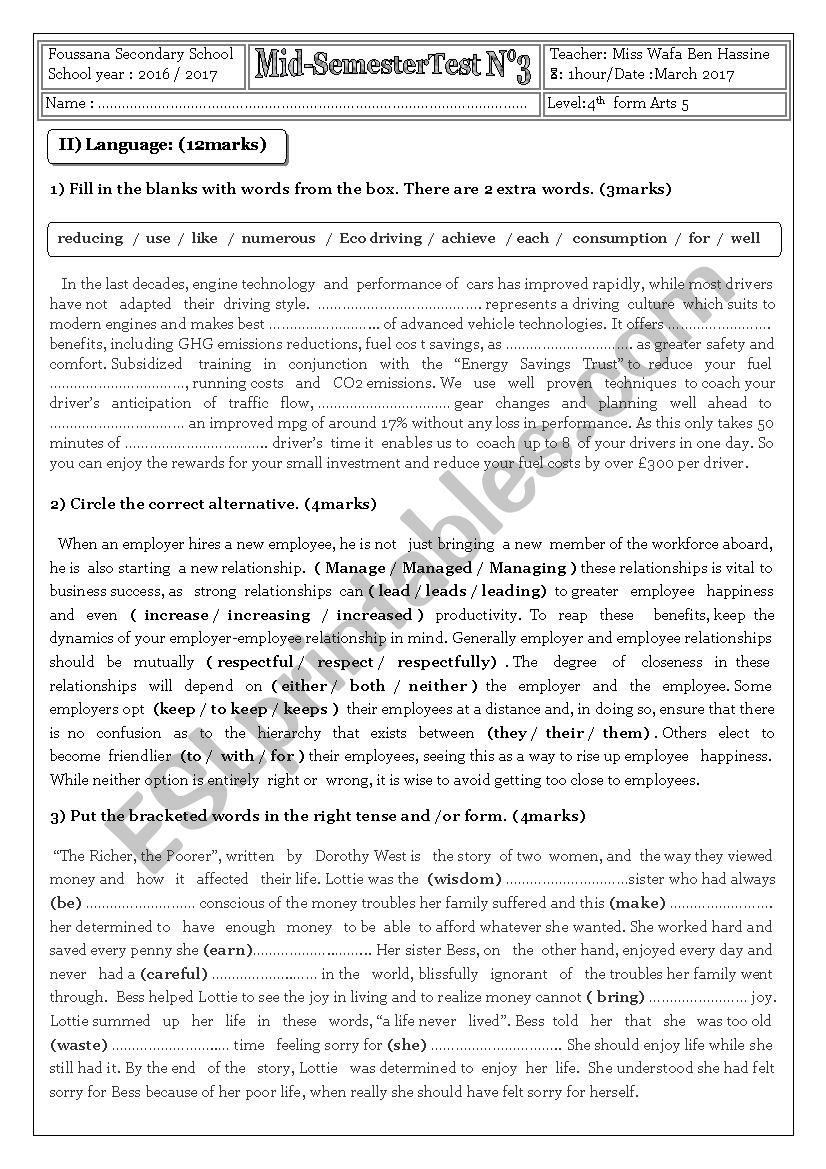 Mid-Semester Test N3 (4TH form)