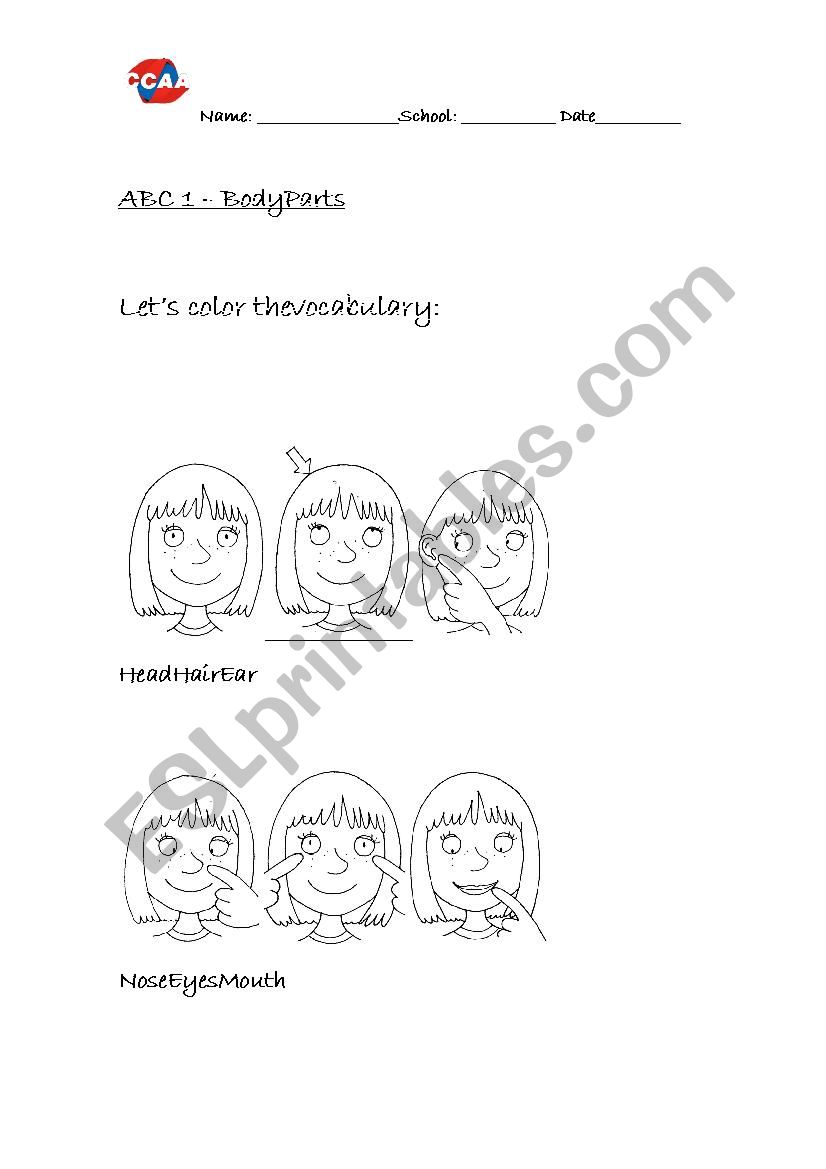 Body Parts worksheet