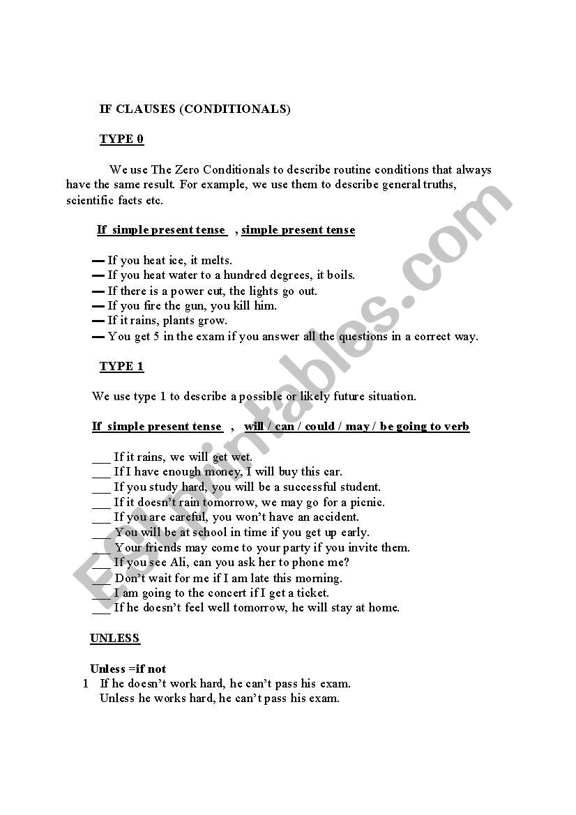 conditionals worksheet