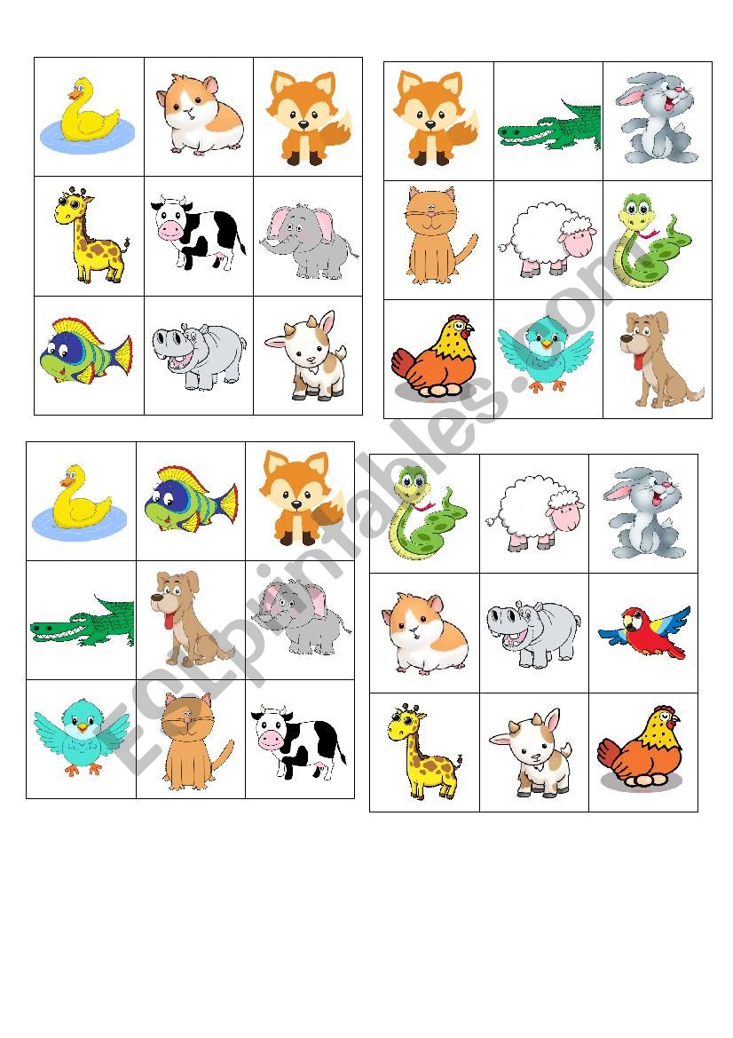 Animals Bingo worksheet