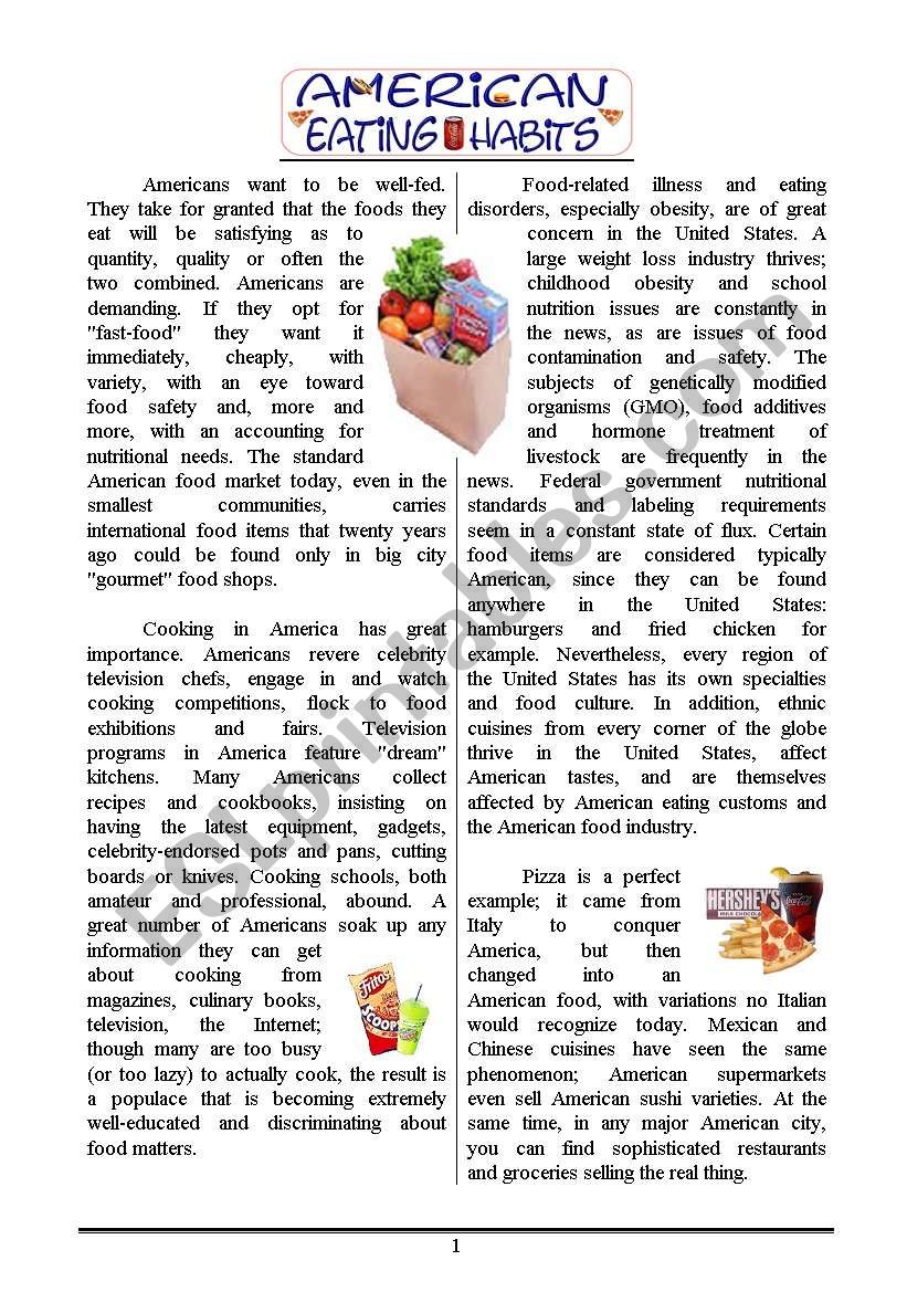 Article (American eating habits)