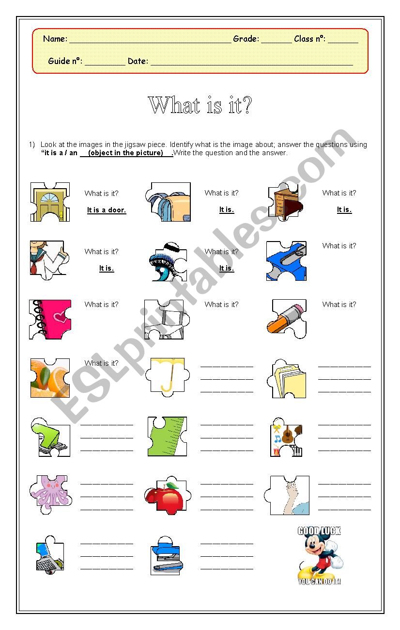 WHAT IS IT? worksheet