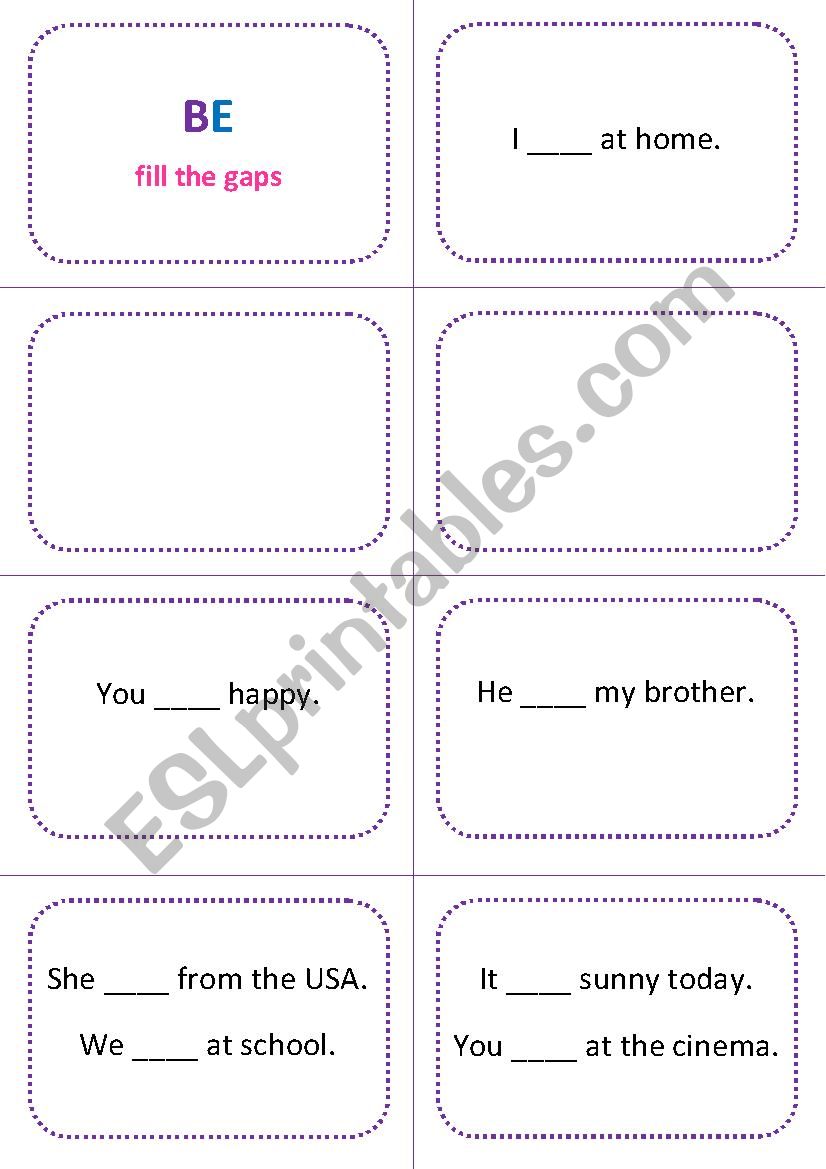 Verb to be - printable revision flipbook