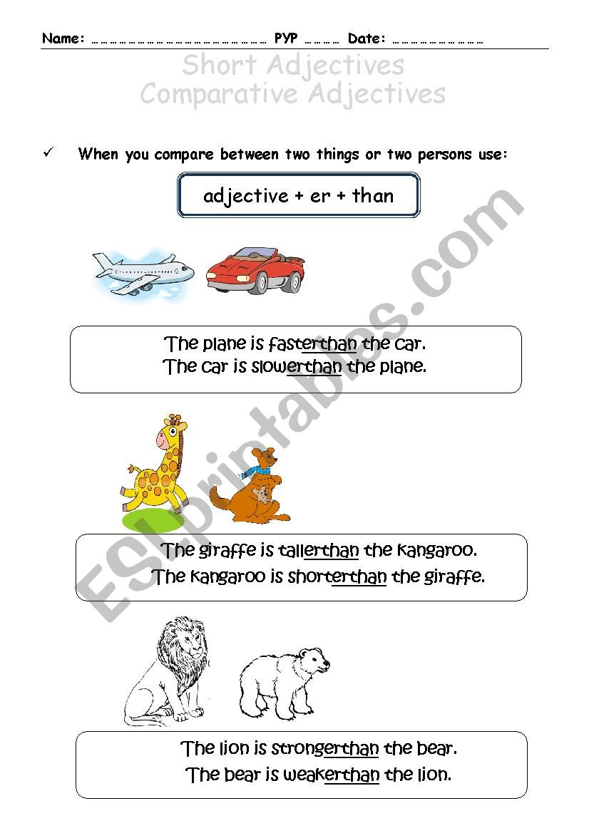 Comparative Adjectives worksheet