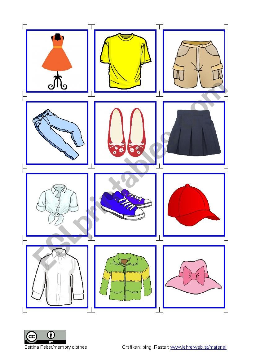 clothes memory worksheet