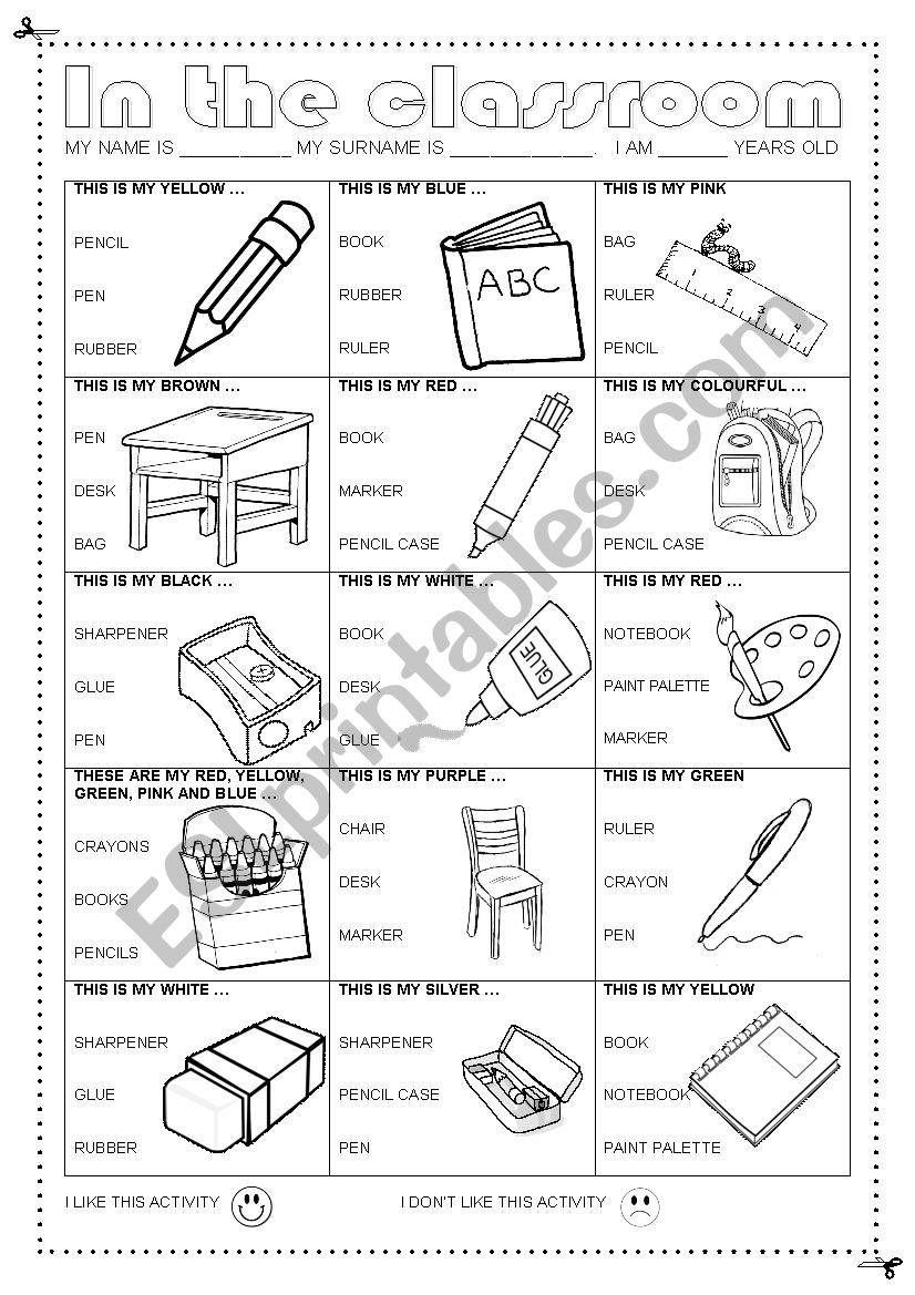 In the classroom worksheet