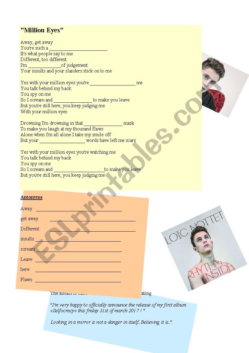 Million eyes worksheet