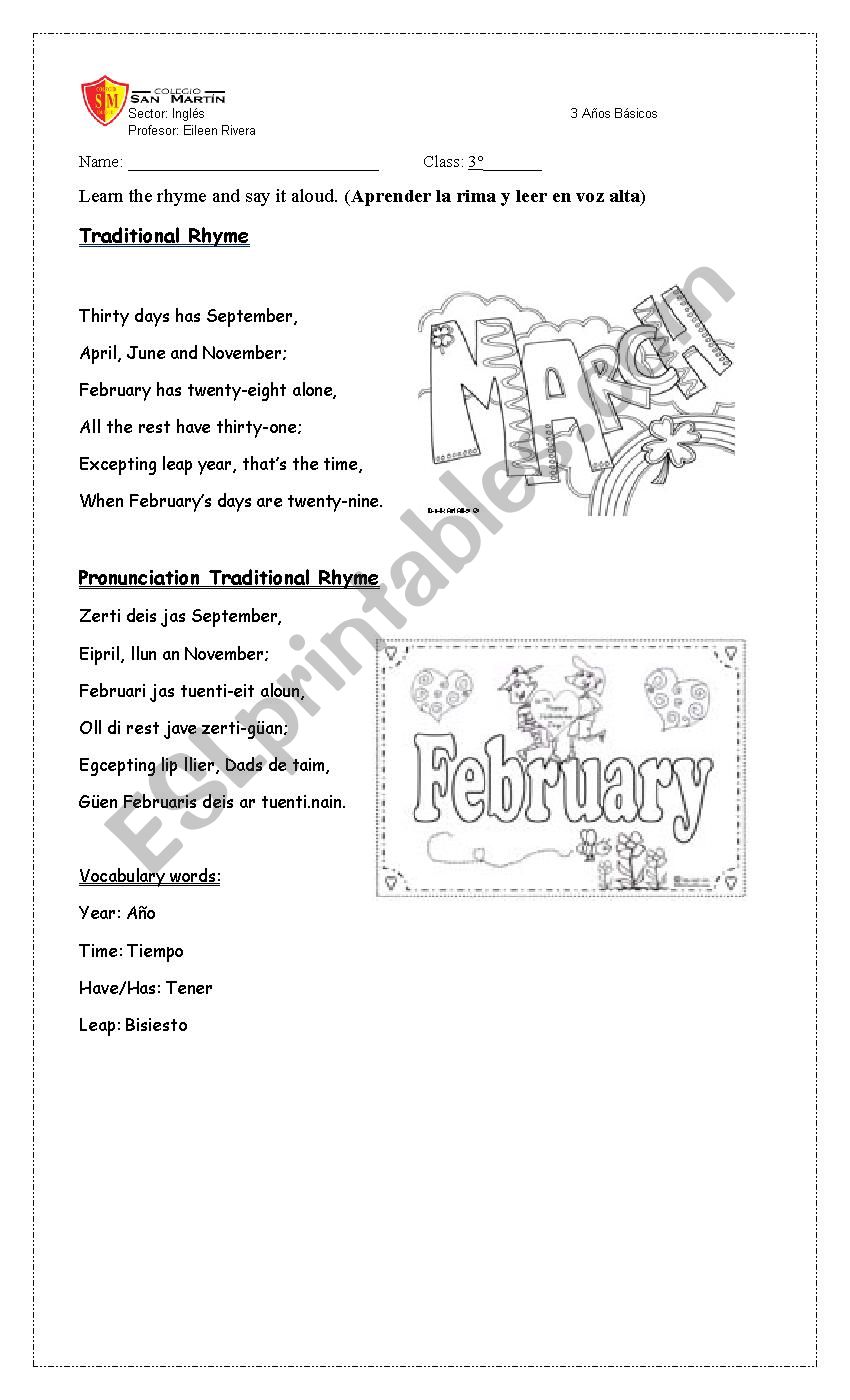 Traditional Rhyme worksheet