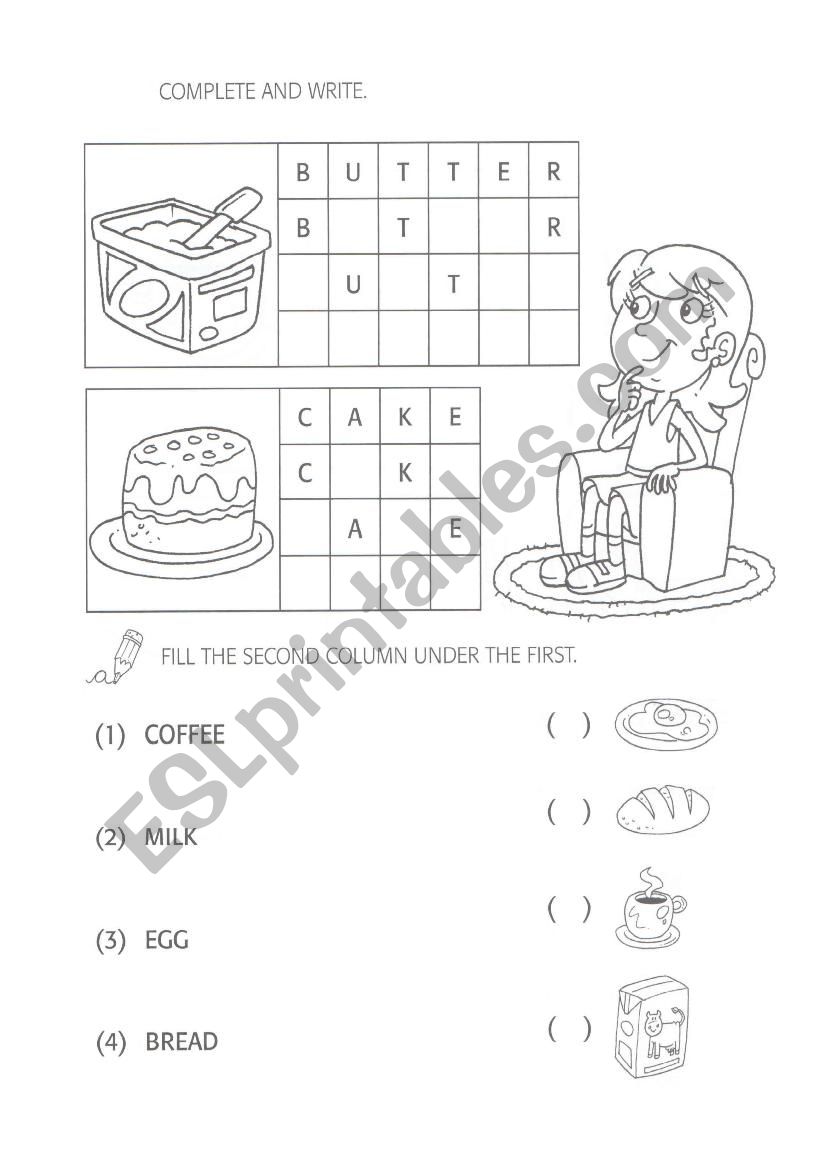 food worksheet