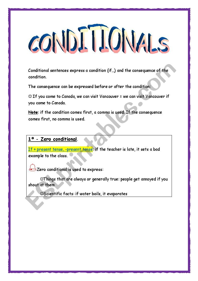 Conditionals Worksheet worksheet