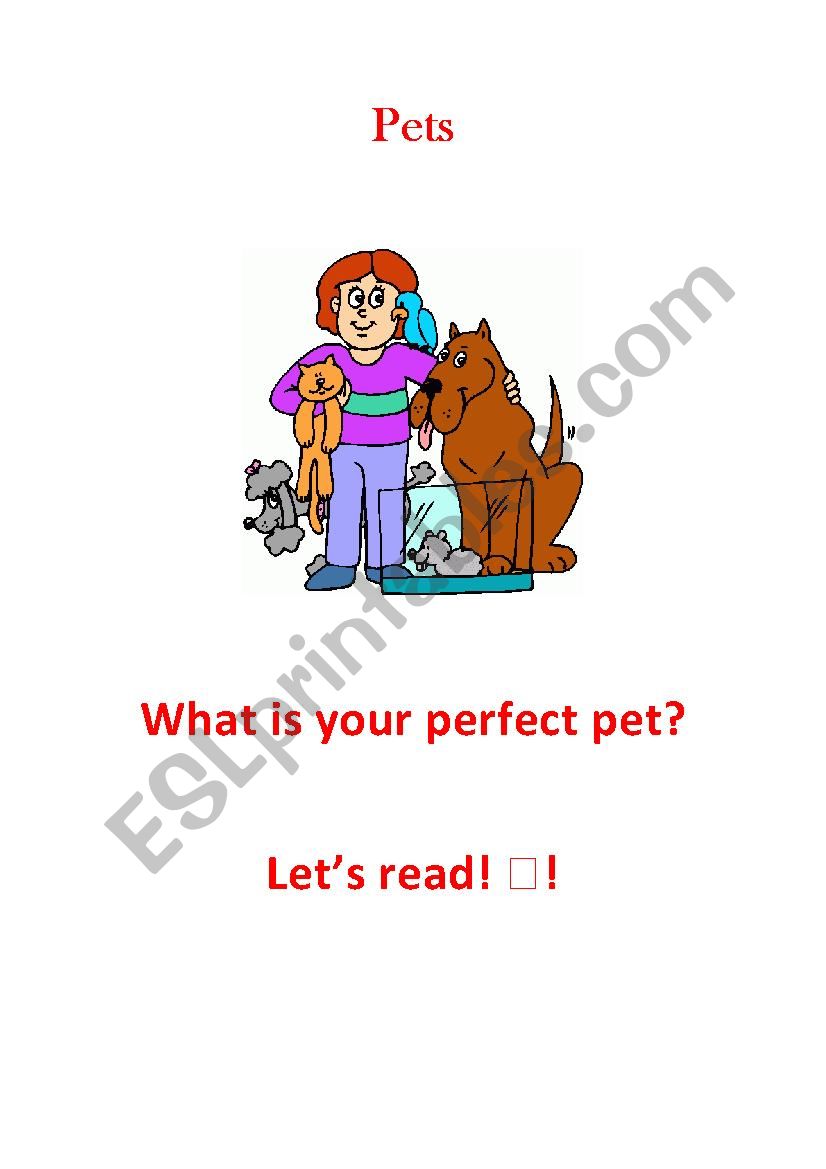 About pets - easy reading worksheet