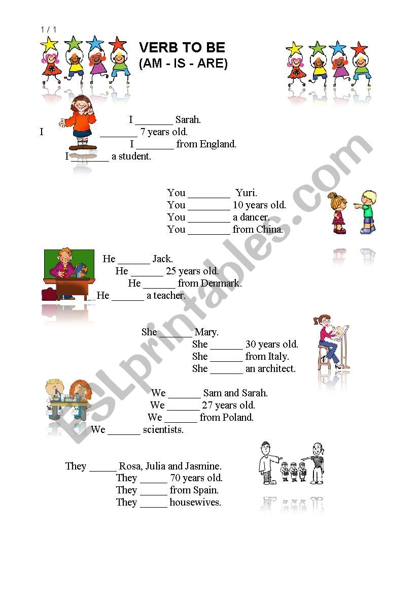 verb to be basic worksheet