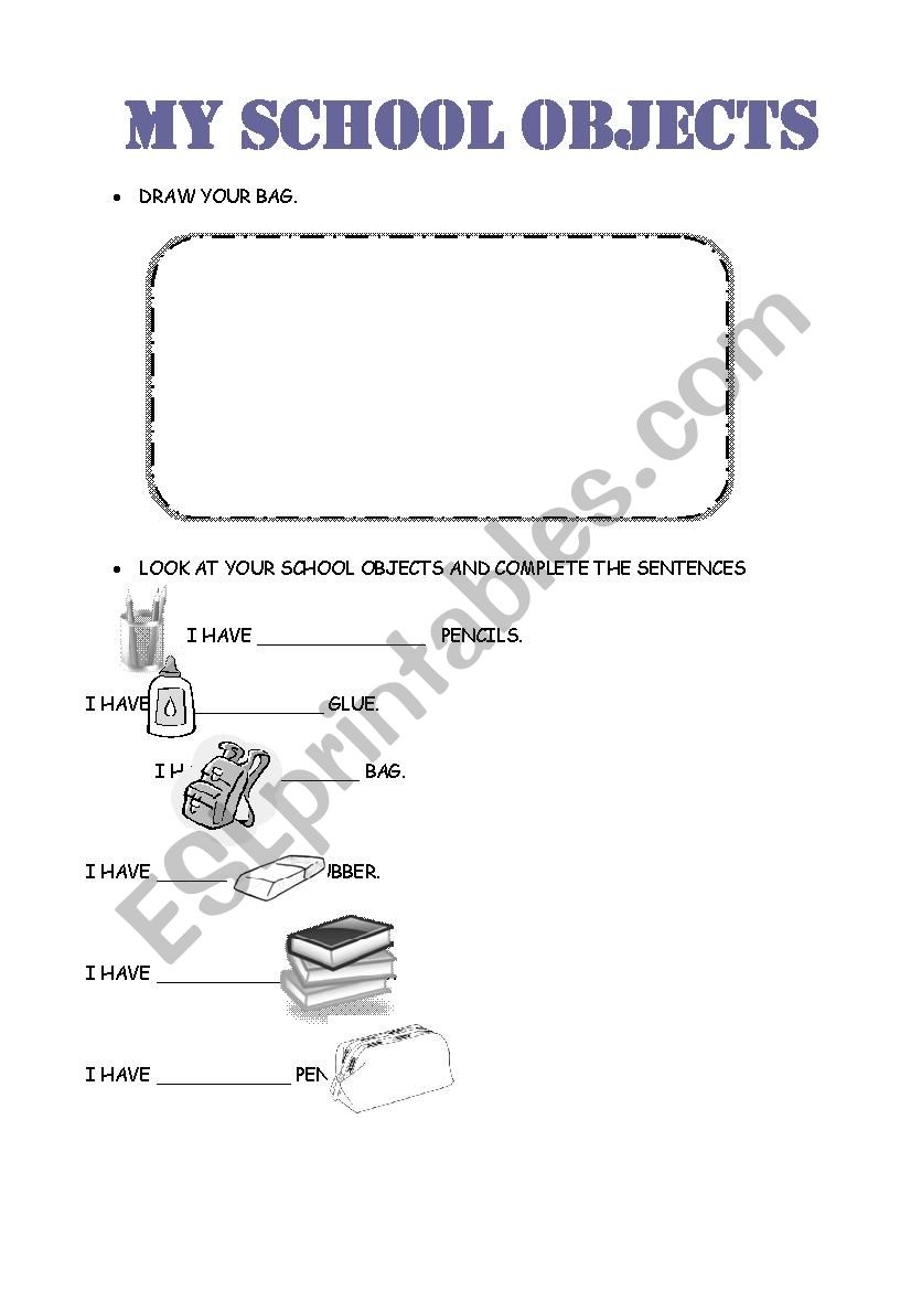 School Objects worksheet