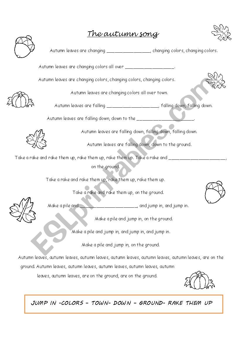 The autumn song worksheet