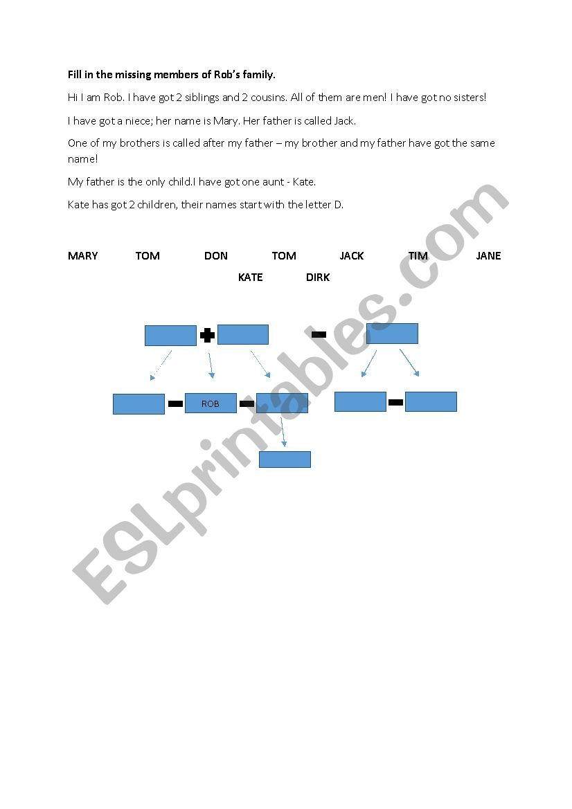 Family tree - Logic Puzzle worksheet