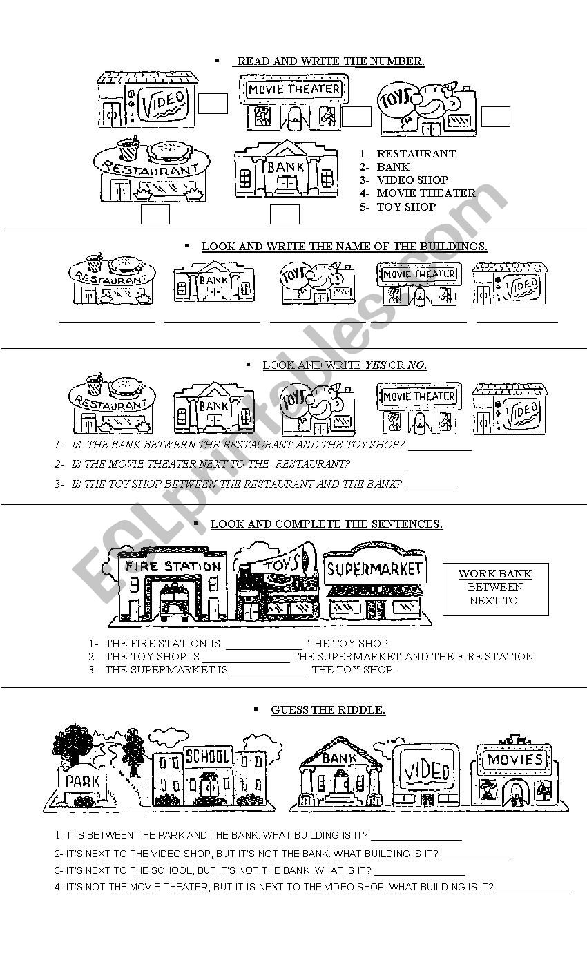 Shops revision worksheet