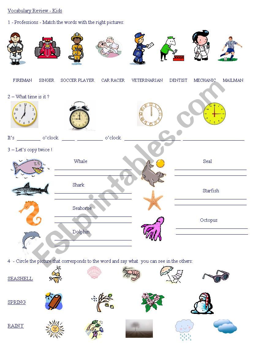 Vocabulary for Kids worksheet