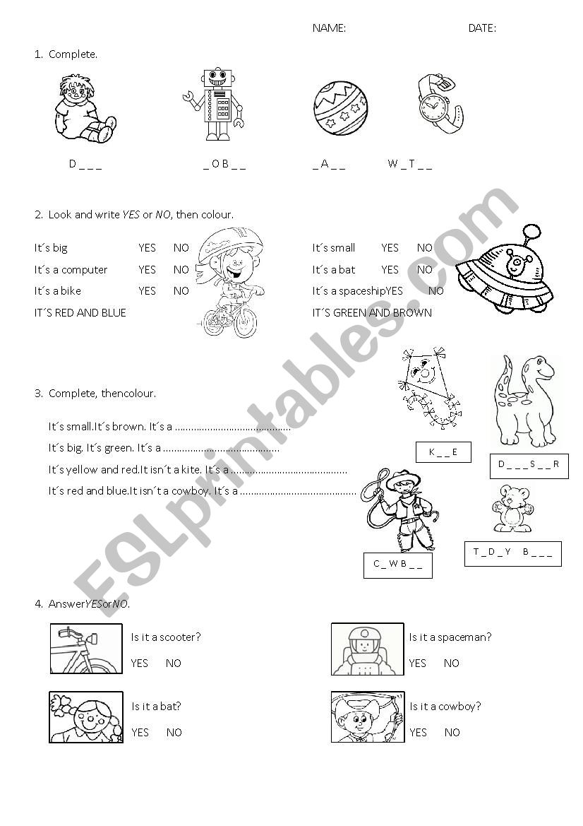 It is + Toys worksheet