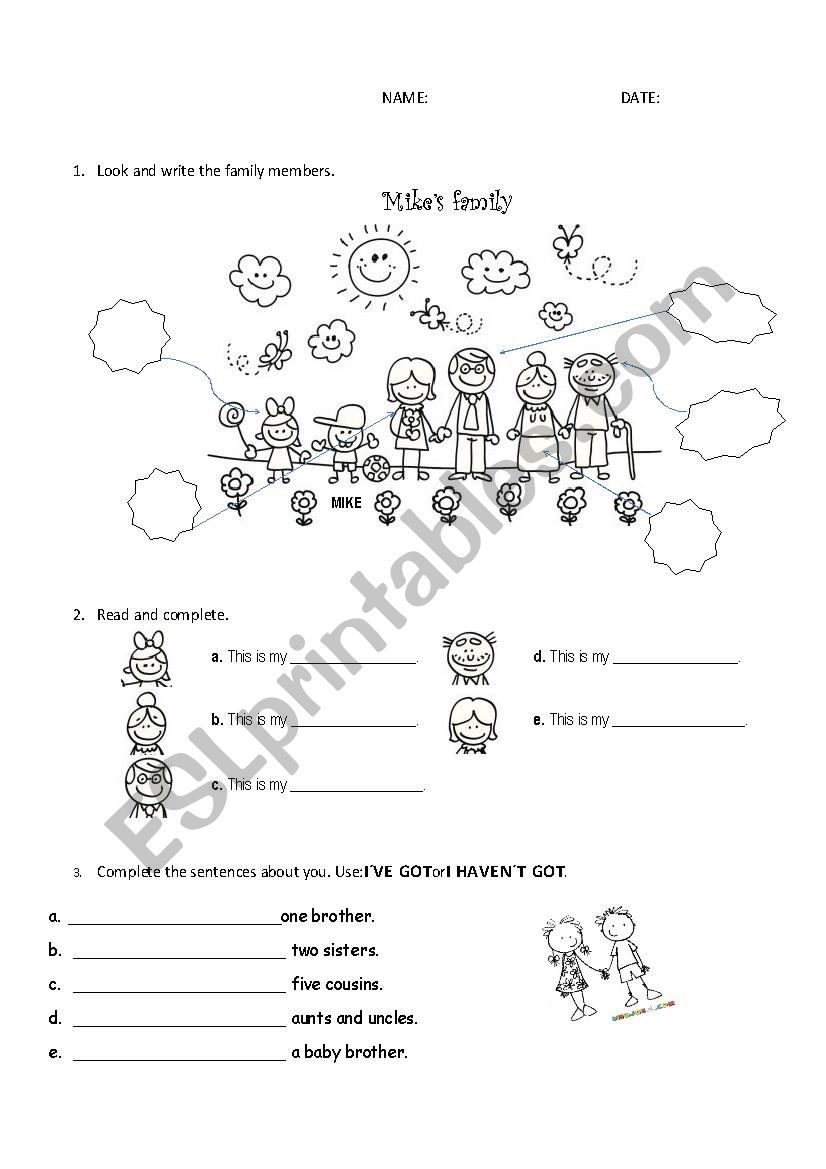 HAVE GOT + FAMILY MEMBERS worksheet