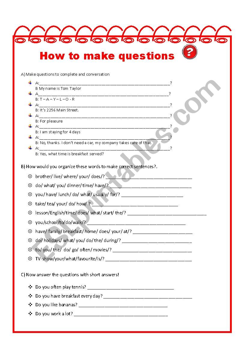 Make questions worksheet
