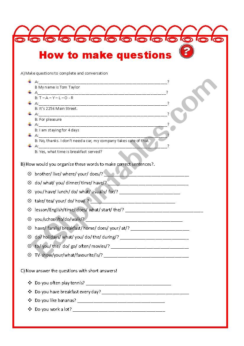 Make questions worksheet