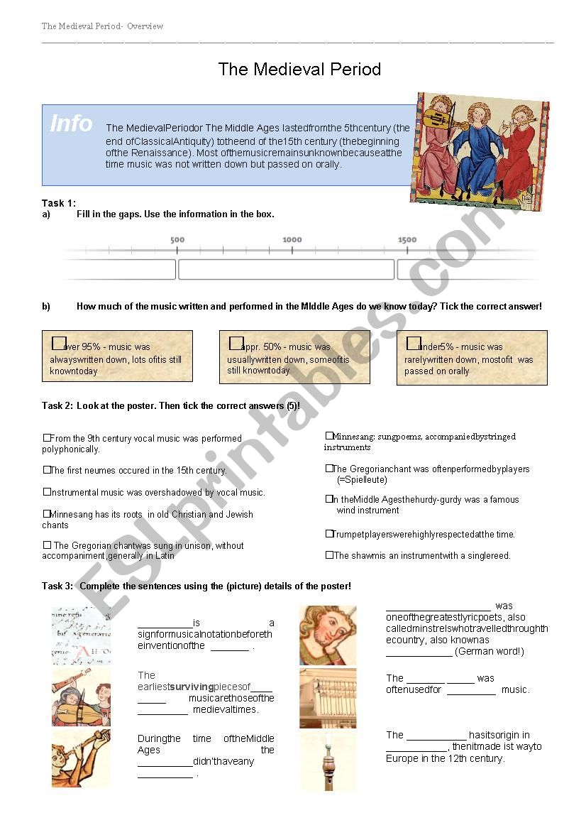 Music in the medieval period worksheet
