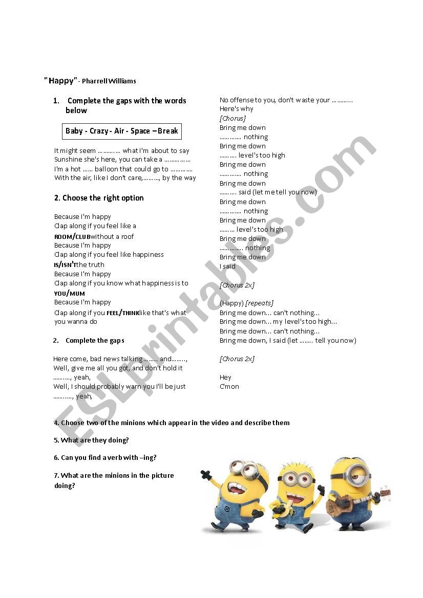 Happy - Pharrell Williams - Minions soundtrack