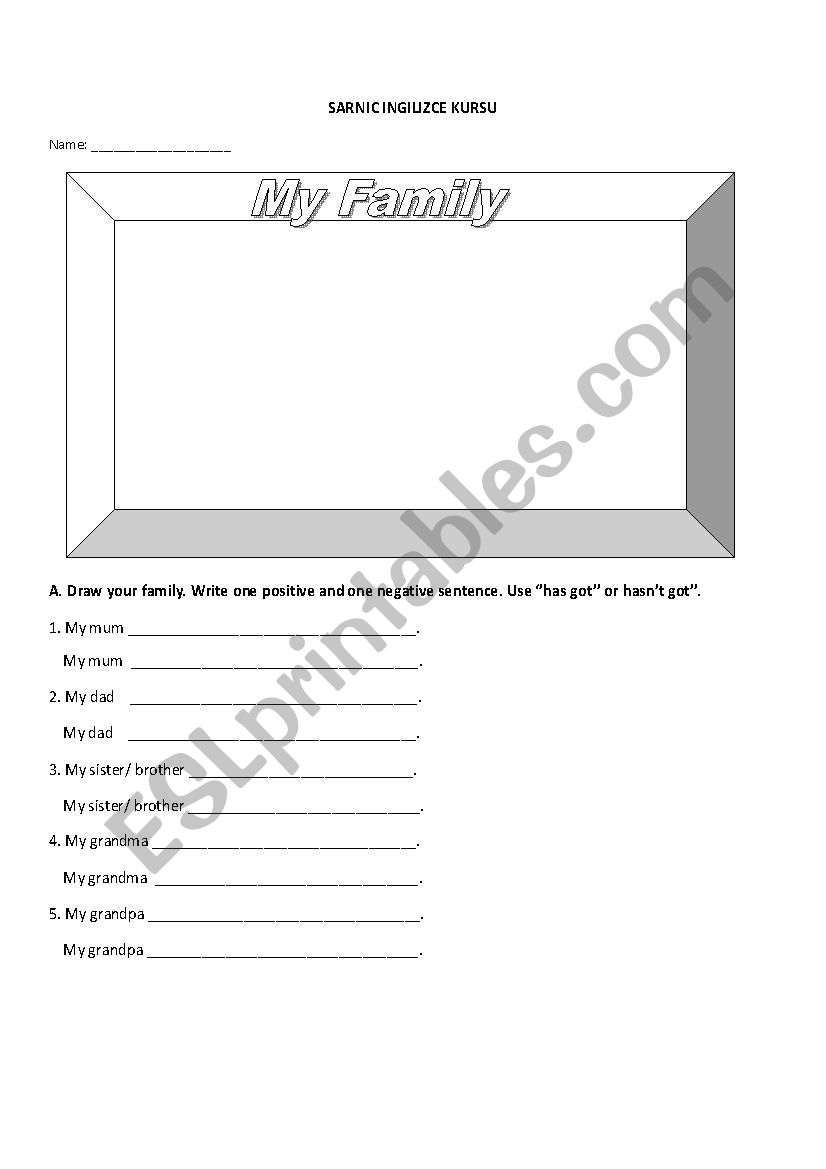 my family worksheet worksheet