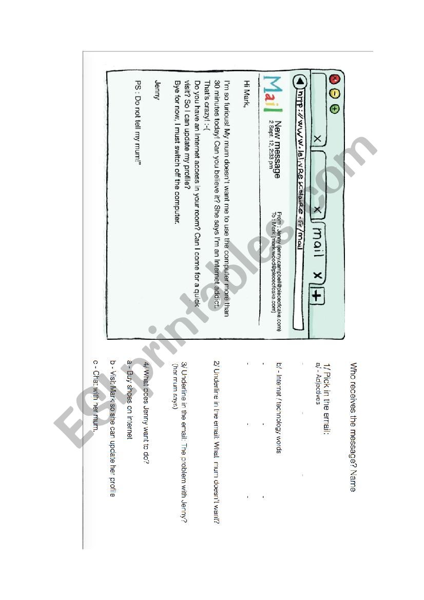 email worksheet