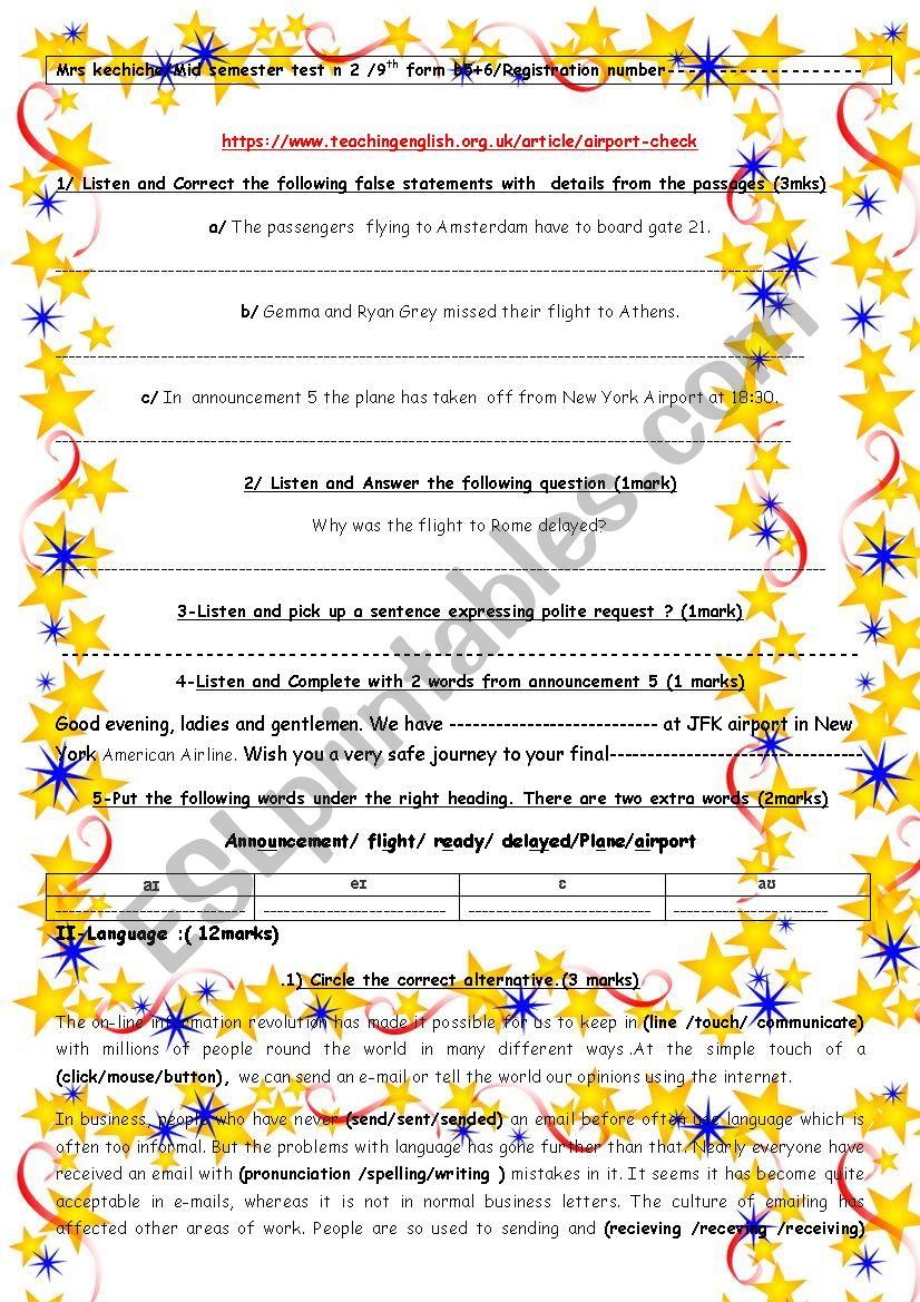 9th mid semester test n2 (2016-2017) february https://www.teachingenglish.org.uk/article/airport-check