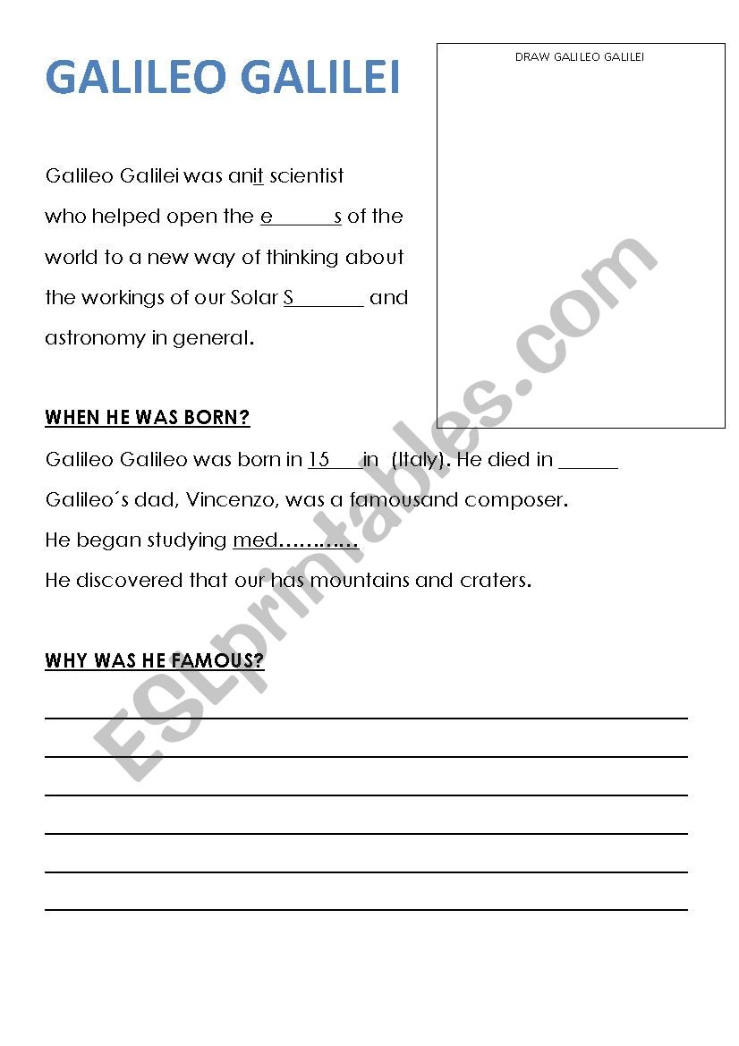 GALILEO GALILEI worksheet