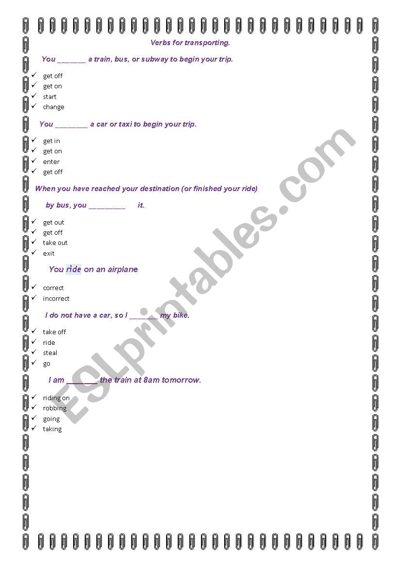 transport-verbs-esl-worksheet-by-11trusty1984