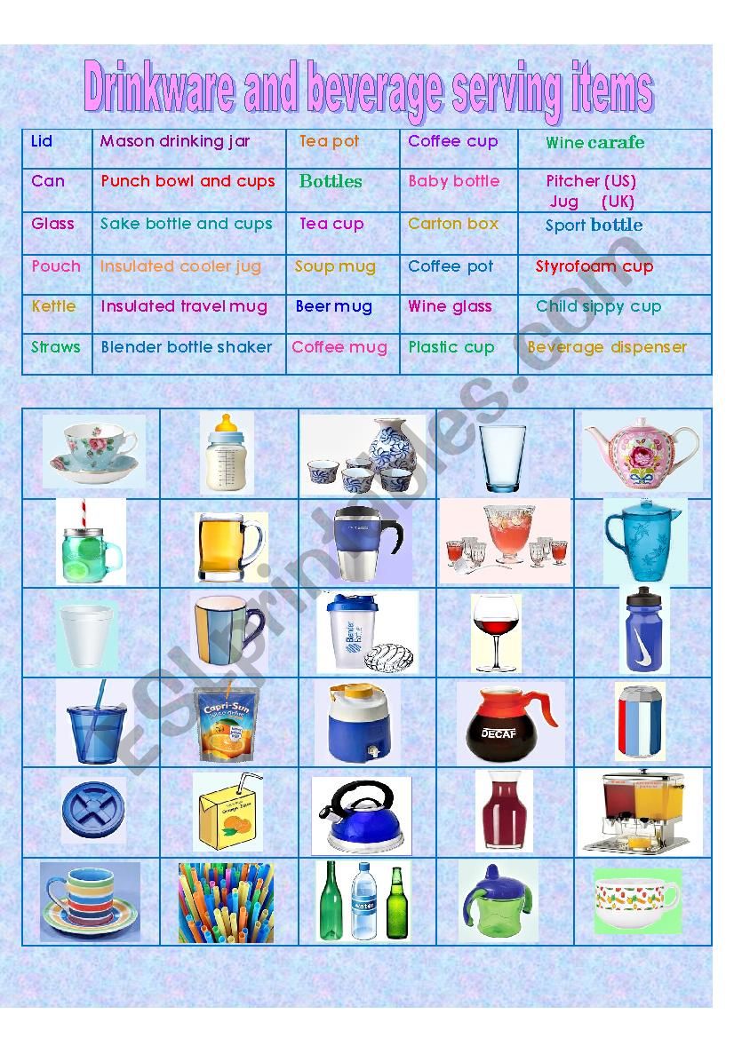 Drinkware and other items used in beverages.