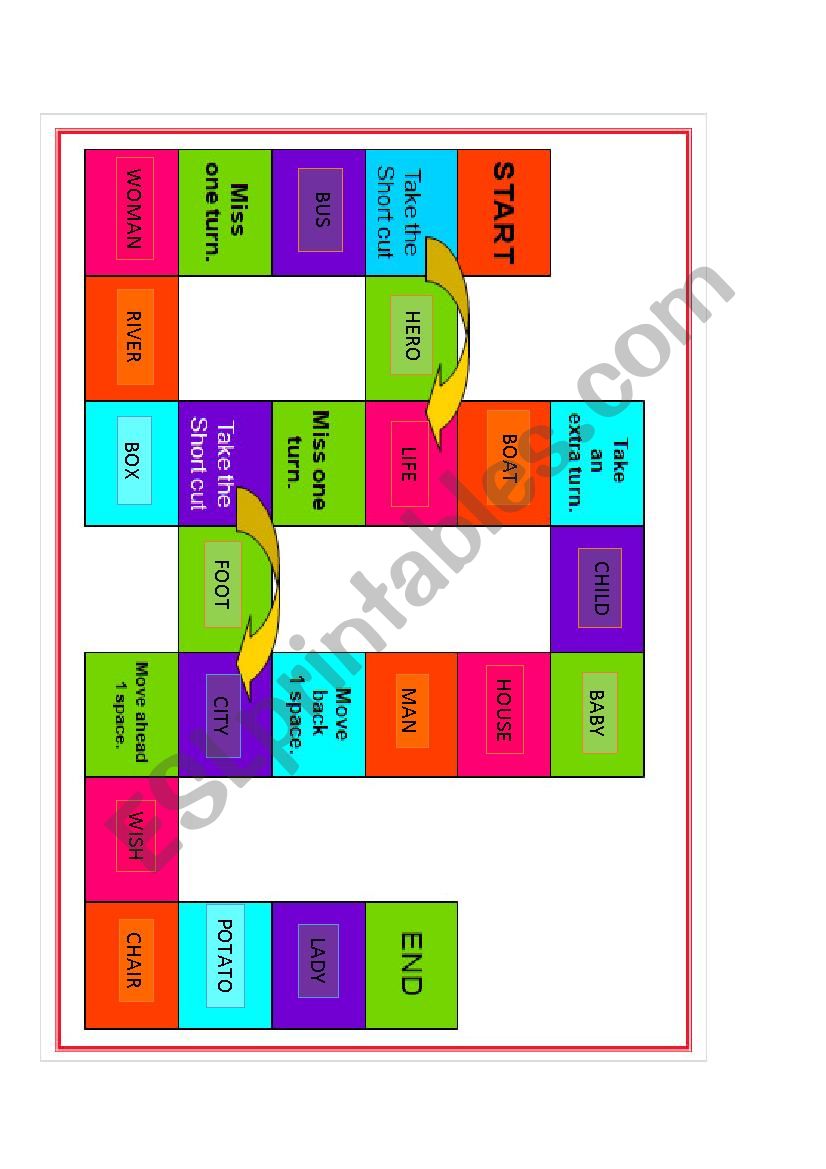 Plural Nouns Boargame worksheet